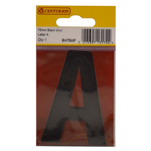 75mm Black Helvetica Bold Condensed Style Vinyl Letter A
