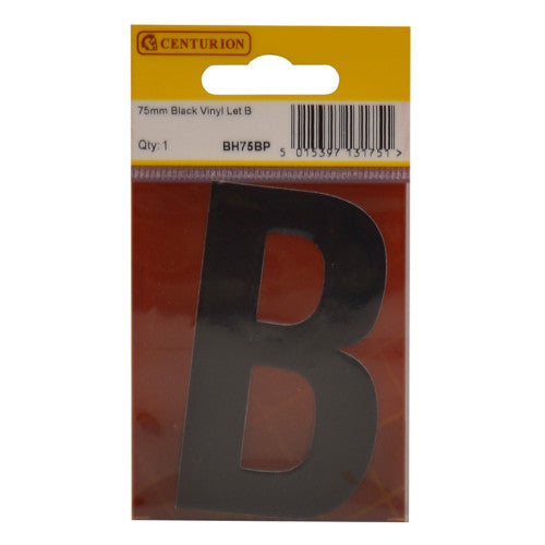 75mm Black Helvetica Bold Condensed Style Vinyl Letter B