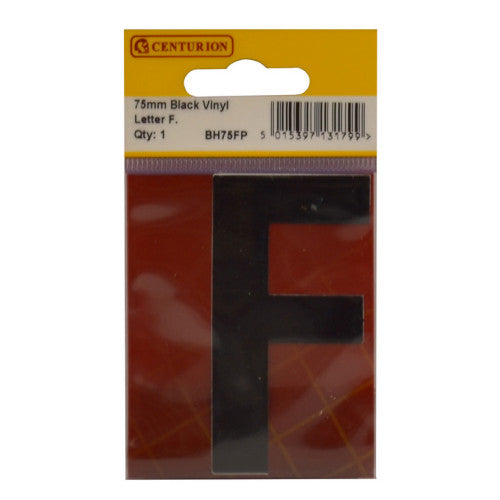 75mm Black Helvetica Bold Condensed Style Vinyl Letter F