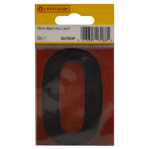 75mm Black Helvetica Bold Condensed Style Vinyl Letter O