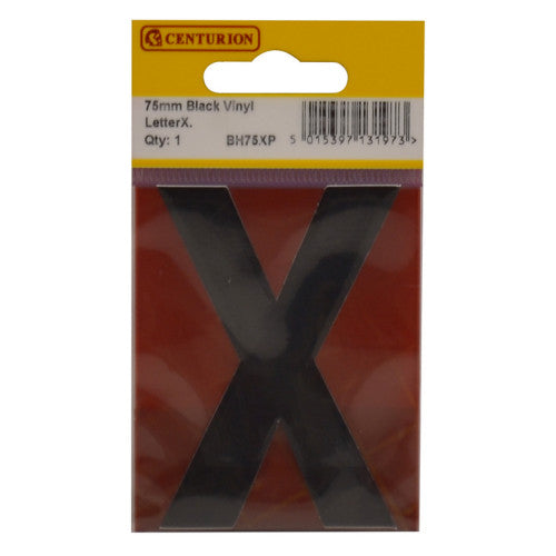 75mm Black Helvetica Bold Condensed Style Vinyl Letter X