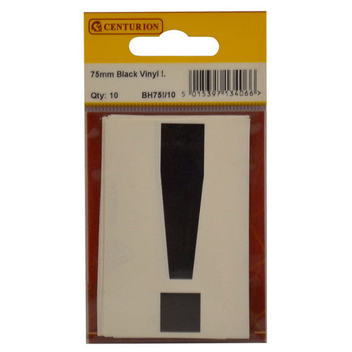 75mm Black Helvetica Bold Condensed Style Vinyl Letter ! (Pack of 10) - Min Order 2