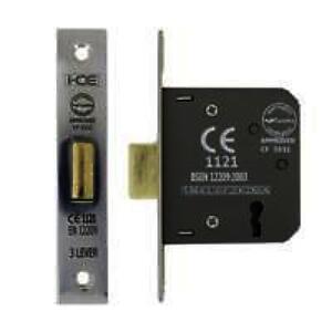 3 Lever Mortice Deadlock 63mm Nickel Plated