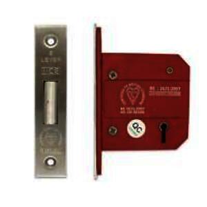 5 Lever Mortice Deadlock BS3621 63mm Satin Stainless Steel