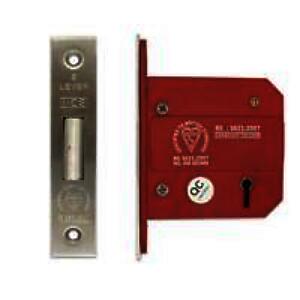 5 Lever Mortice Deadlock BS3621 75mm Satin Stainless Steel