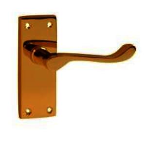 Scroll Lever on Backplate Latch Door Handles 105mm Polished Brass (Pair)