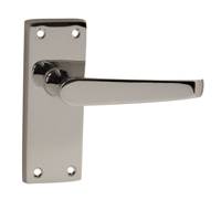 Flat Lever on Backplate Latch Door Handles 115mm Polished Chrome (Pair)