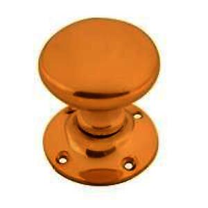 Rim Door Knob Set 50mm Polished Brass (Pair)