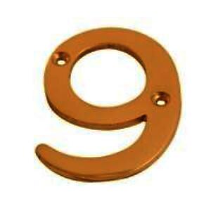Door Number 9 75mm (3") Polished Brass