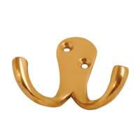 Double Robe Hook 75mm Polished Brass
