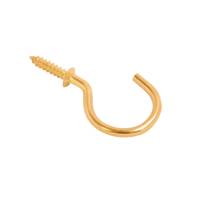 Ironcore Shouldered Cup Hooks Brass Plated 25mm - 5 Pack