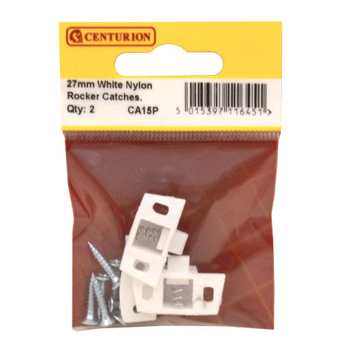 27mm White Nylon Rocker Catch (Pack of 2)