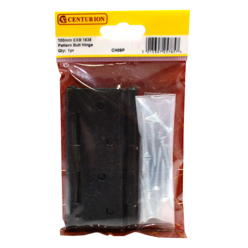 Steel Butt Hinges, Black, 100mm