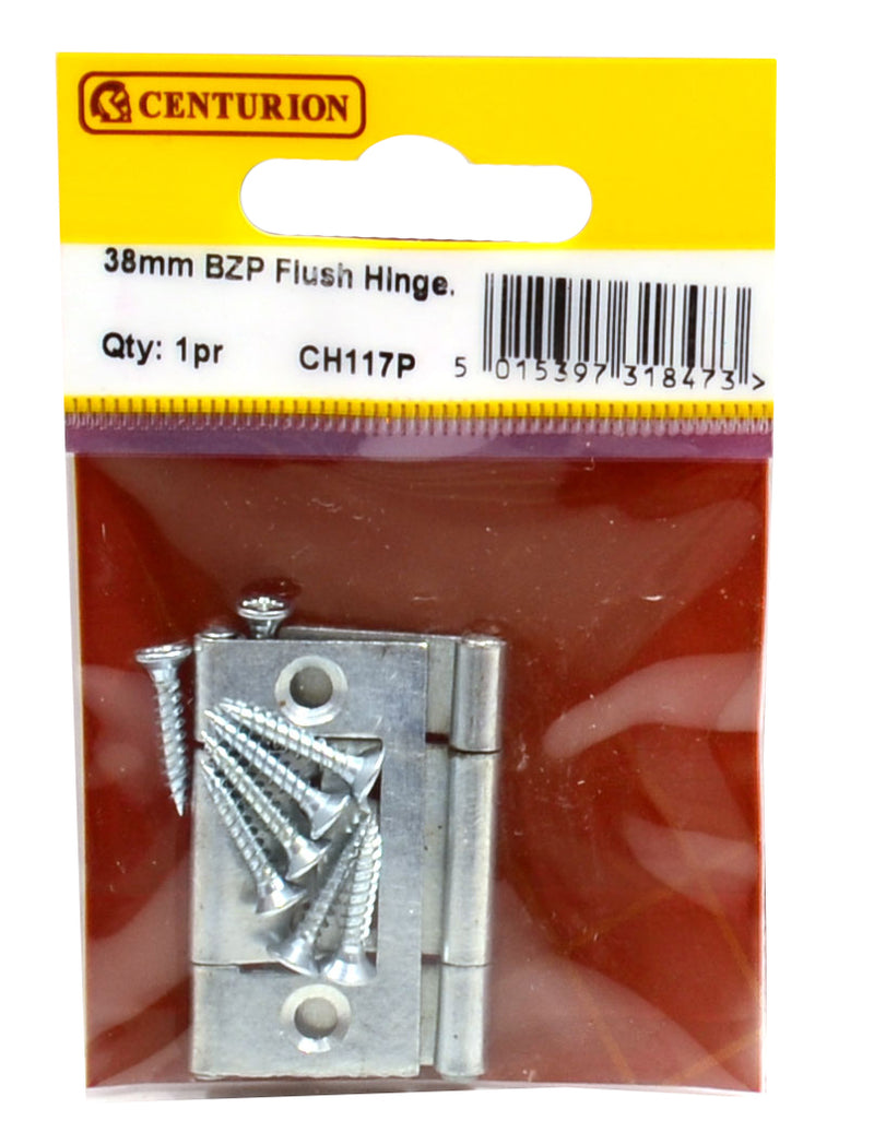 38mm Bzp Flush Hinges (1 Pair)