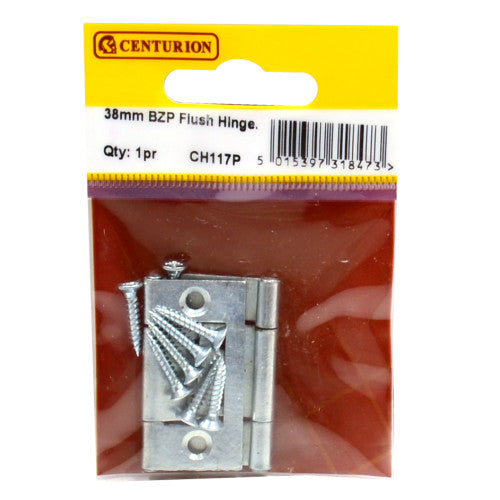 38mm BZP Flush Hinges (1 pair)