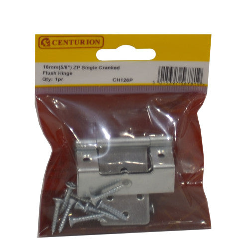 Single Cranked Steel Flush Hinges, Zinc Plated, 51mm x 16mm