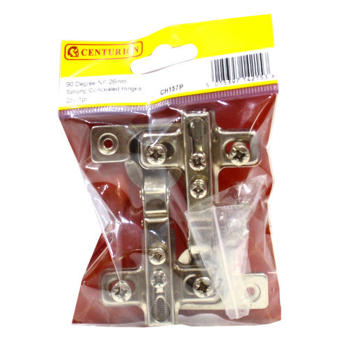 Sprung Concealed Hinges 95°, Nickel Plated, 26mm-packed