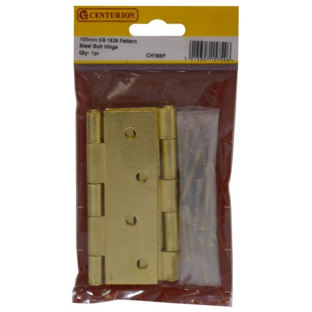 Steel Butt Hinges, Brassed, 100mm