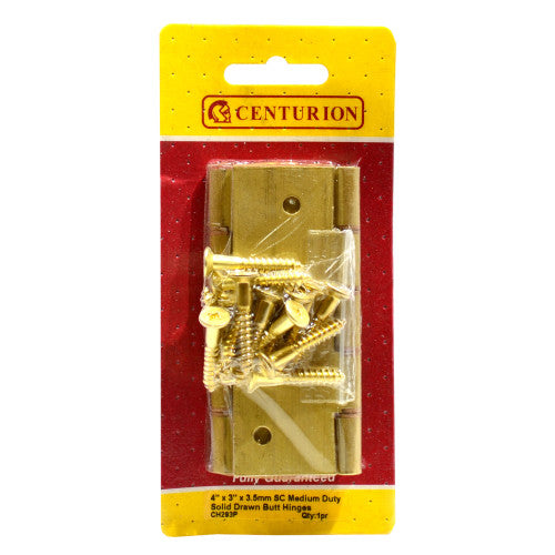 Heavy Brass Butt Hinges, Self Colour, 102mm x 76mm