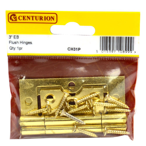 Steel Flush Hinges, Electro Brassed, 76mm