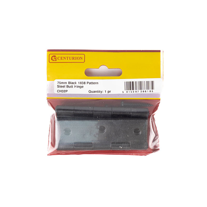 75mm Black Steel Butt Hinge (1 Pair)