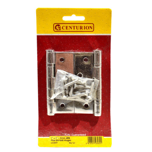 Ball Bearing Butt Hinges, Polished Stainless Steel, 102mm x 76mm