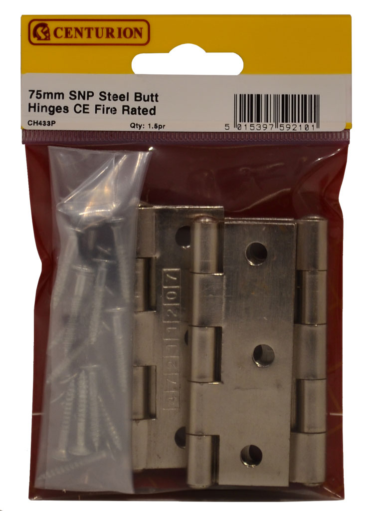 75mm SNP Steel Butt Hinges CE Fire Rated 1.5pr