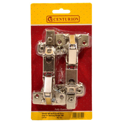 Soft Close Clip On Sprung Concealed Hinges 165°, Nickel Plated, 35mm