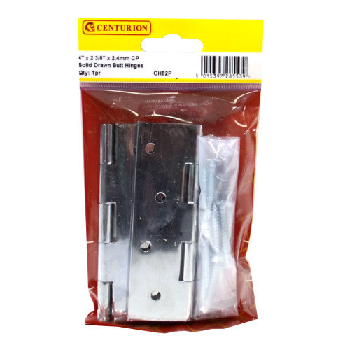4" x 2 3/8" x 2.4mm CP Solid Drawn Butt Hinges (1 pair)
