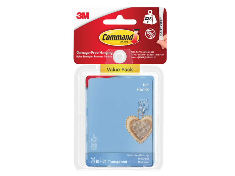 Clear Mini Hook Value Pack (18 Hooks + 24 Strips)
