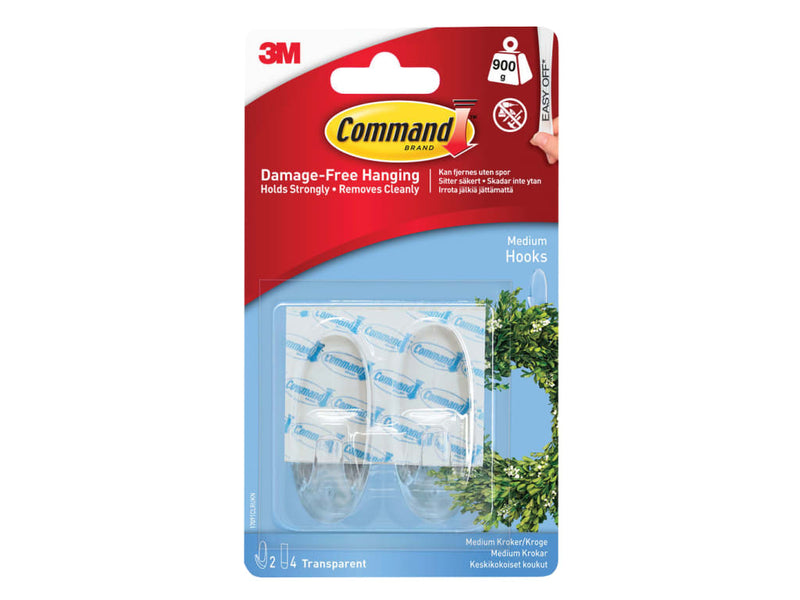 Clear Medium Hook (2 Hooks + 4 Strips)