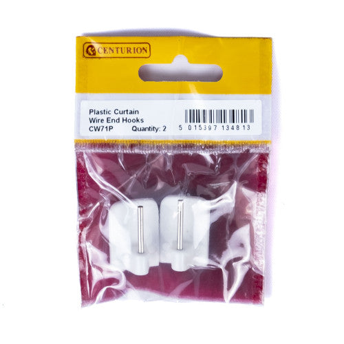 White Plastic Curtain Wire End Hooks (Pack of 2)