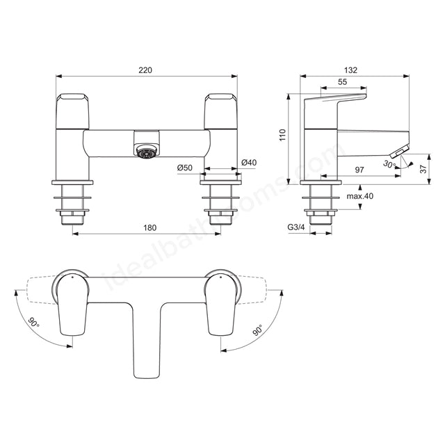 Cerafine D Dual Control Bath Filler - Chrome - Main Image