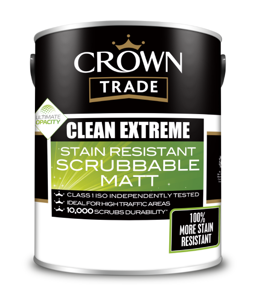 Crown Trade Clean Extreme Stain Resistant Scrubbable Matt White 2.5L