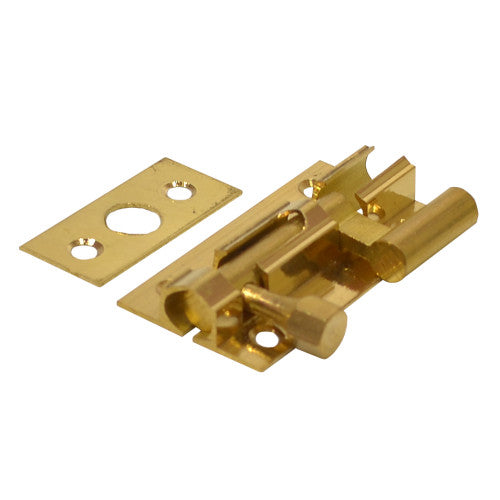 Necked Barrel Bolts, Polished Brass, 25mm x 50mm