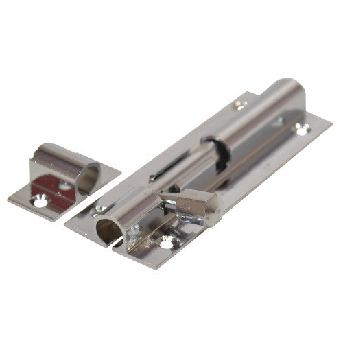 Straight Solid Brass Barrel Bolts, Polished Chrome, 25mm x 75mm