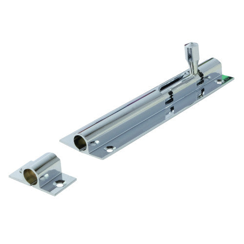 Straight Solid Brass Barrel Bolts, Polished Chrome, 25mm x 100mm
