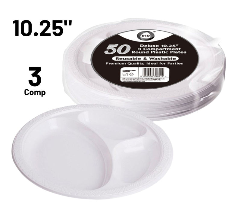 50 Deluxe 10.25 3 Compartment Plates