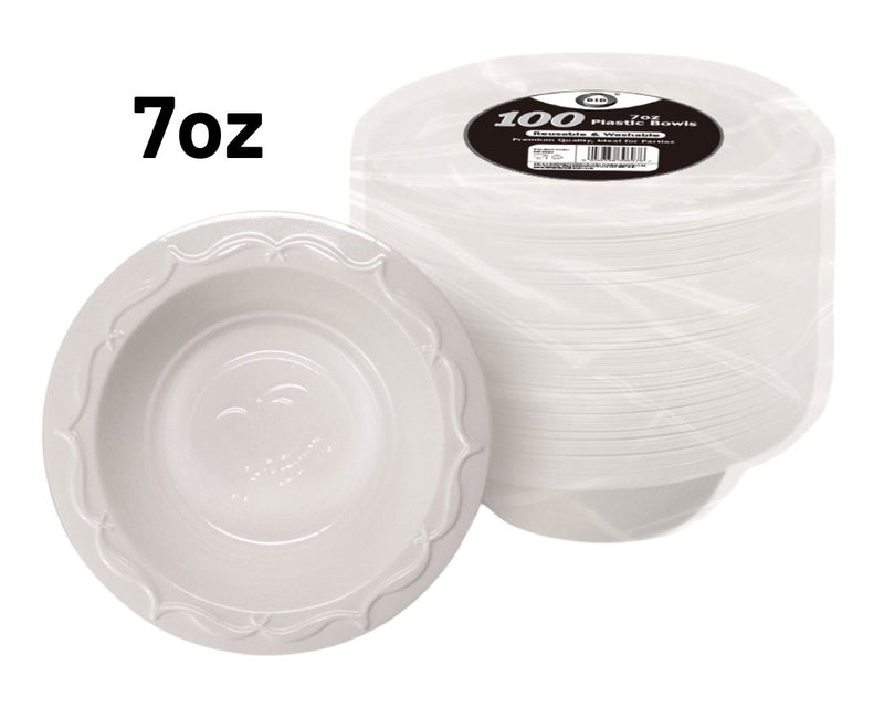 100Pk 7oz Plastic Bowls