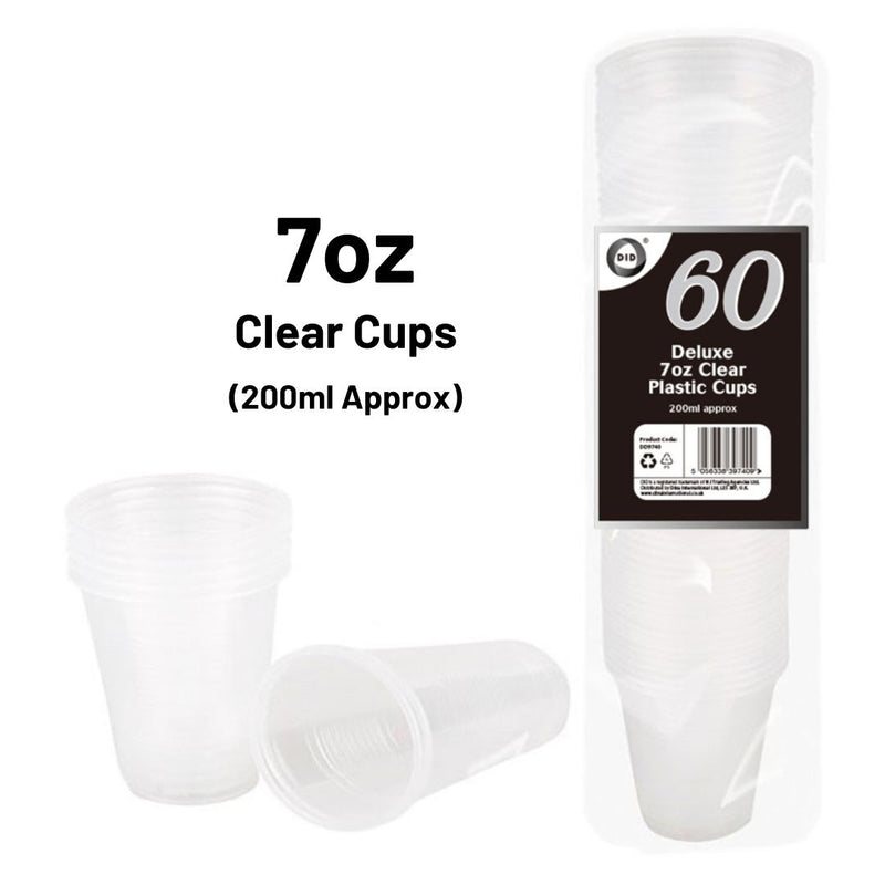 60 Clear Plastic Cups 7Oz