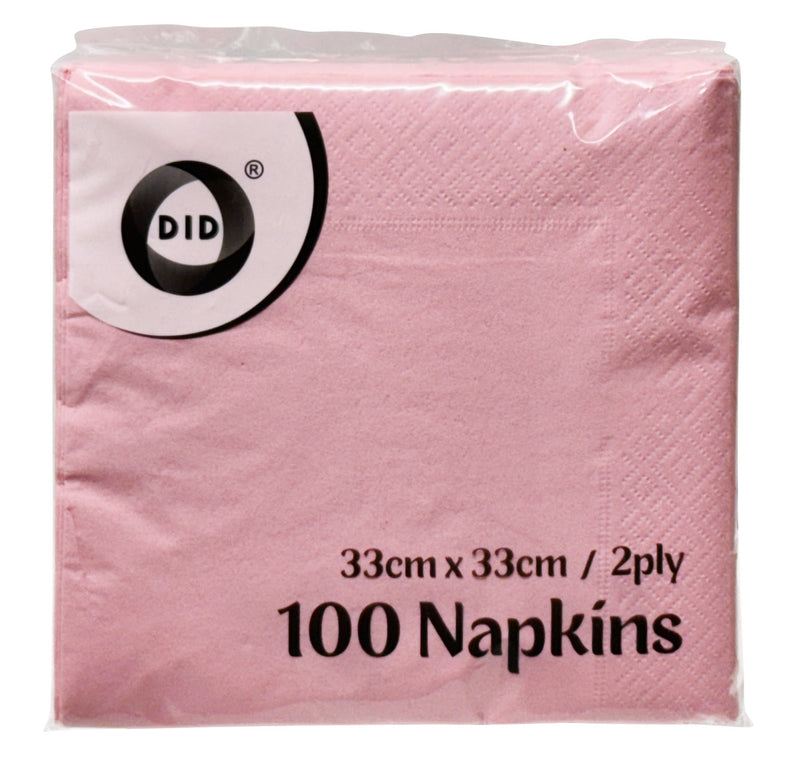 100pc 33cm x 33cm 2ply Pink Napkins