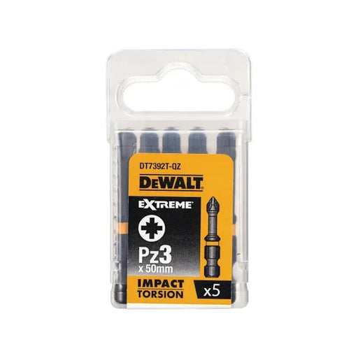 Dewalt Power Tools Extreme Impact Torsion Bits PZ3 x 50mm (Pack 5) DeWALT Power Tools - RockBottom Northampton