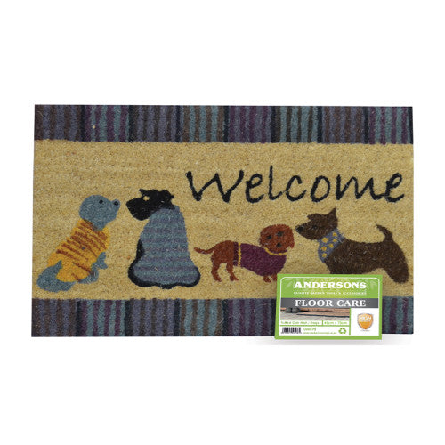 Mat -  'Dogs' Tufted Coir Brush with Vinyl Base - 45 x 75cm