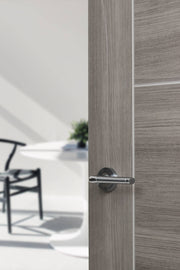 Eco Ocean Door Handle Pack (Latch Set - 2.5" CE Latch, 4" Fire Rated Hinges x3) - Satin Chrome/Polished Chrome