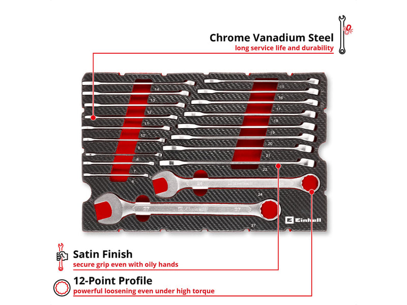 E-Case Inlay Combination Spanner Set, 19 Piece