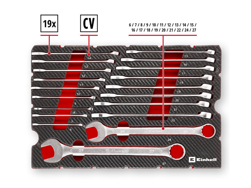 E-Case Inlay Combination Spanner Set, 19 Piece