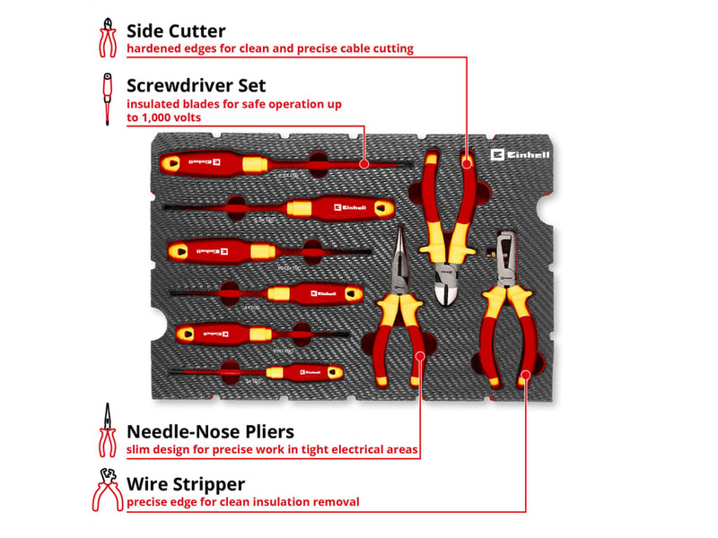 E-Case Inlay Electrician’s Tools Set, 9 Piece