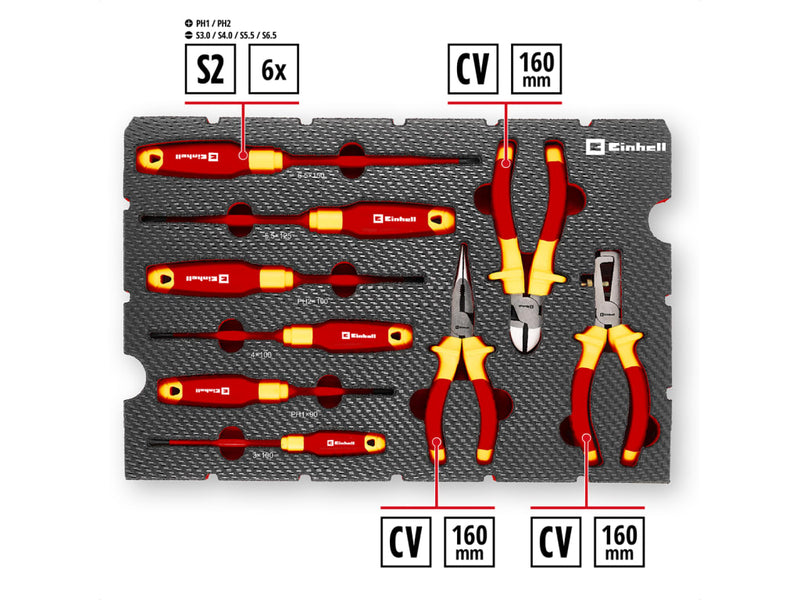 E-Case Inlay Electrician’s Tools Set, 9 Piece