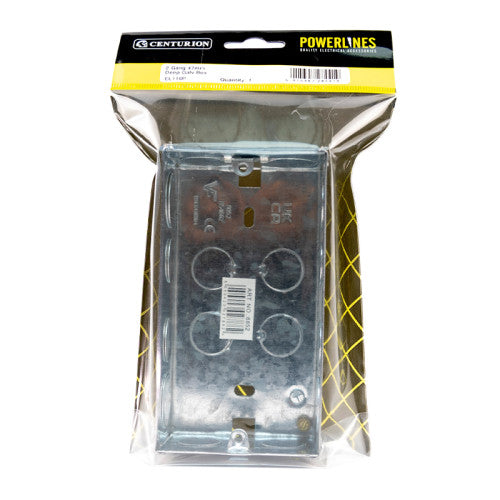2 Gang Galvanised Steel Flush Back Box, 47mm