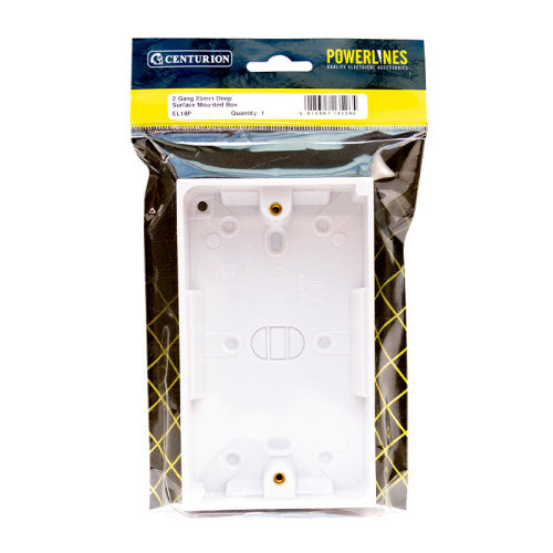 2 Gang  Surface Mounted Box, 25mm Deep